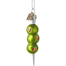 3.5" 3 Cocktail Bar Green Olive Martini Garnish Eric Cortina Glass Christmas Ornament | Amazon (US)