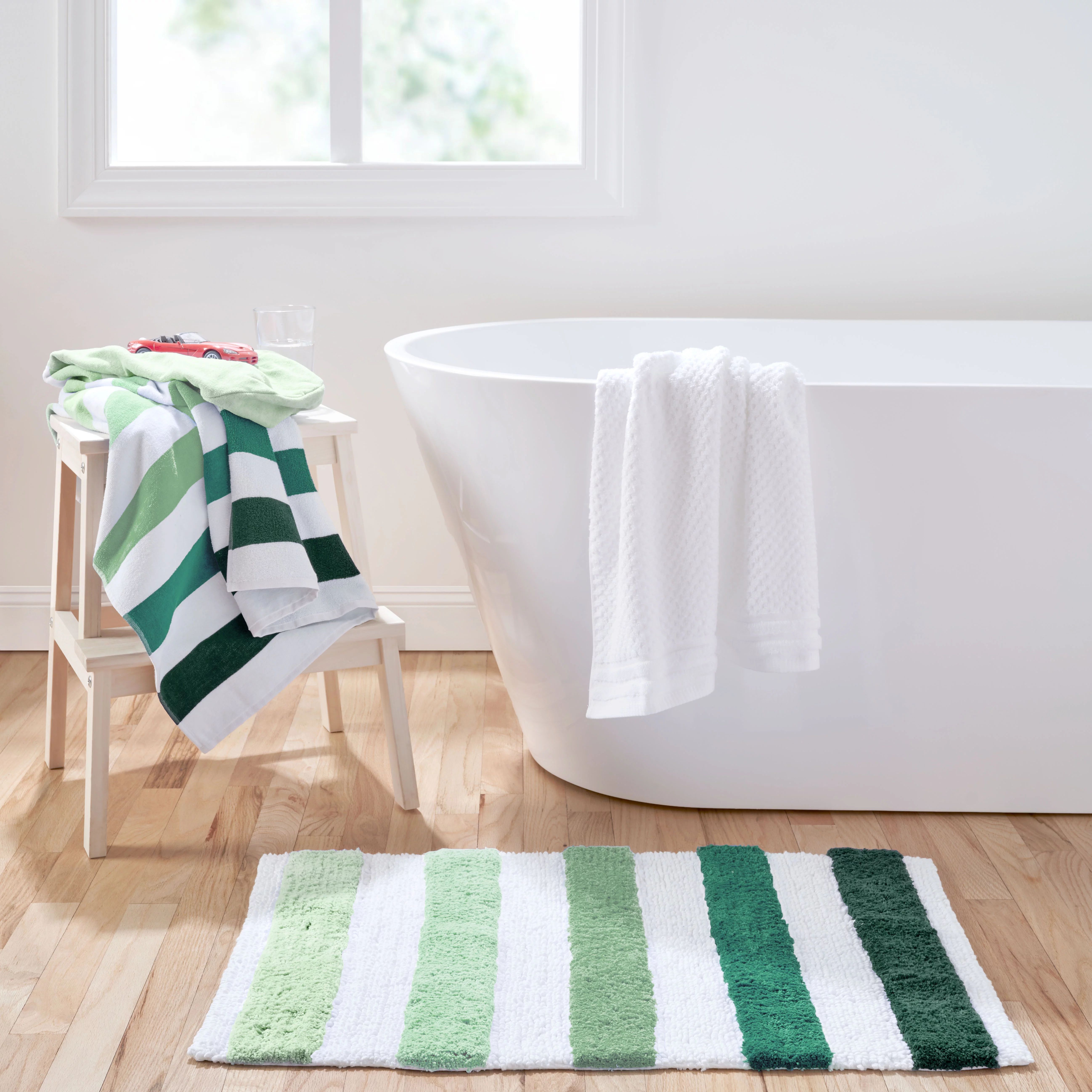 Gap Home Kids Ombre Stripe Organic Cotton Non-Slip Bath Rug, Green, 20"x30" | Walmart (US)