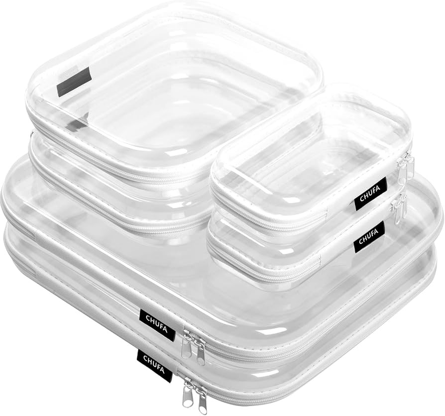 6 Pack Clear Hard Shell Zipper Case, See-Through Hard Plastic Organizer Pouches for Travel \u2013... | Amazon (US)