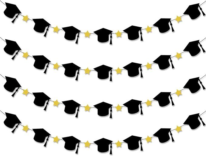 KatchOn, Felt Graduation Cap Garland - 4 String | Graduation Garland, Graduation Cap Decorations ... | Amazon (US)