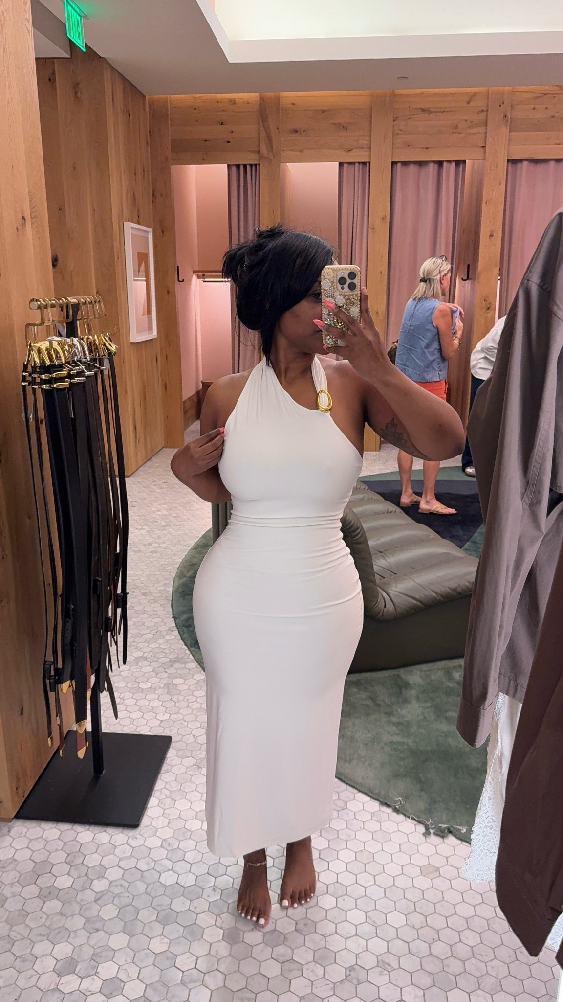 A fall date night dress I’ll be reaching for again and again 🤎 Stretchy, flattering and finished with the prettiest gold detail that makes it feel a little more elevated. It also comes in chocolate brown, which is PERFECT for fall. Wearing a size Small—style it with heels, boots or a statement bag for dinner, cocktails or your next night out.

#LTKgrwm #LTKootd #LTKPetite