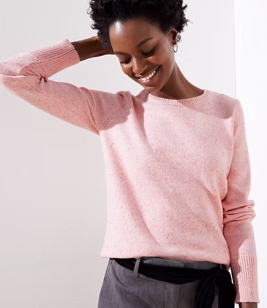 LOFT Flecked Ribbed Cuff Sweater | LOFT