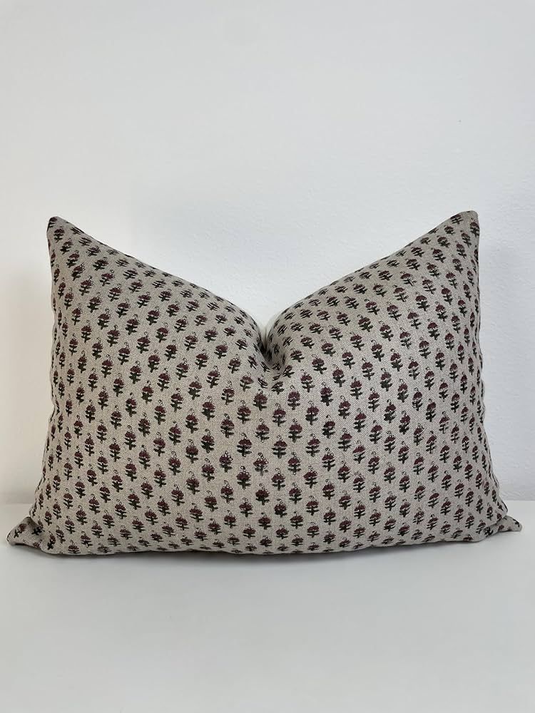 Canyon Theory Hand Block Print Organic Linen 14x20 Inch Lumbar Throw Pillow Cover: Indoor Outdoor... | Amazon (US)