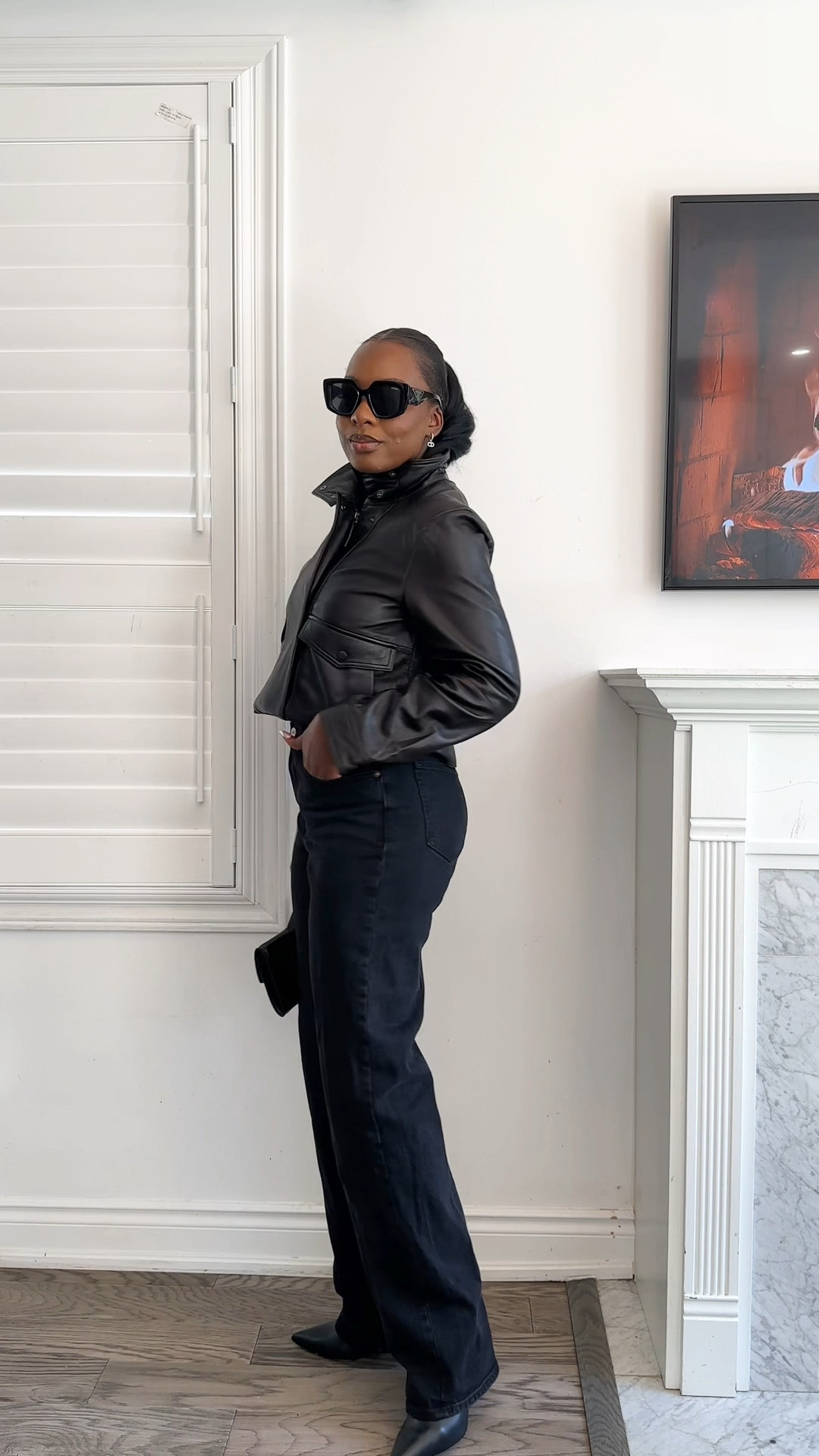 Black jeans, black high neck leather jacket, black booties

#LTKjeans #LTKcanada #LTKwinter