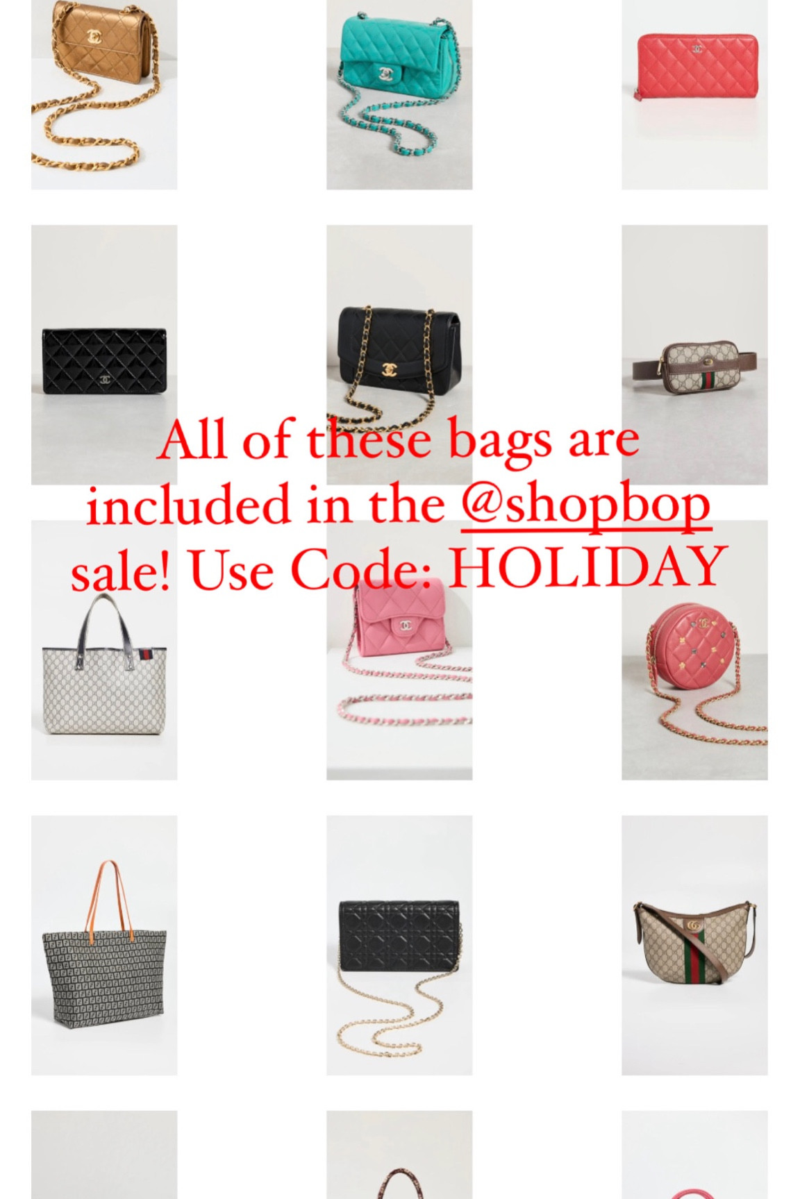 Shopbop Black Friday Sale - Designer Handbags
Use Code: HOLIDAY

#LTKitbag #LTKCyberWeek #LTKGiftGuide