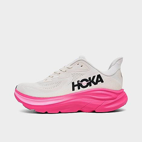 HOKA Women's Clifton 10 Running Shoes in Alabaster/Neon Dragonfruit Size: 9.5 | JD Sports (US)