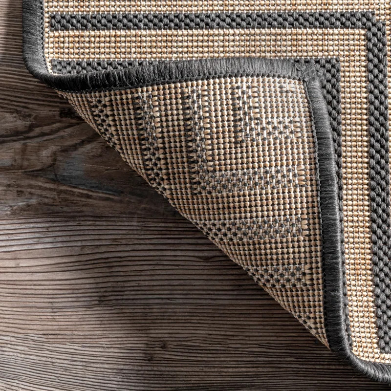 Arbab Bordered Power Loomed Gray Indoor/Outdoor Rug | Wayfair North America