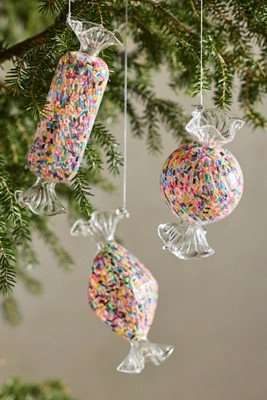Sprinkle Candy Glass Ornaments, Set of 3 | Terrain