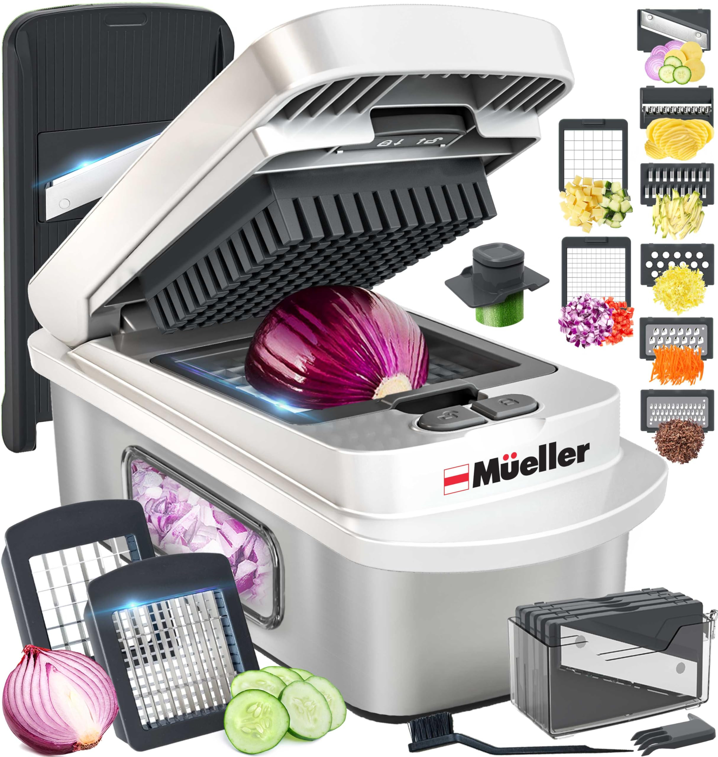 Mueller Pro-Series 10-in-1, 8 Blade Stainless Steel Multi Vegetable Chopper And Mandoline Slicer,... | Amazon (US)