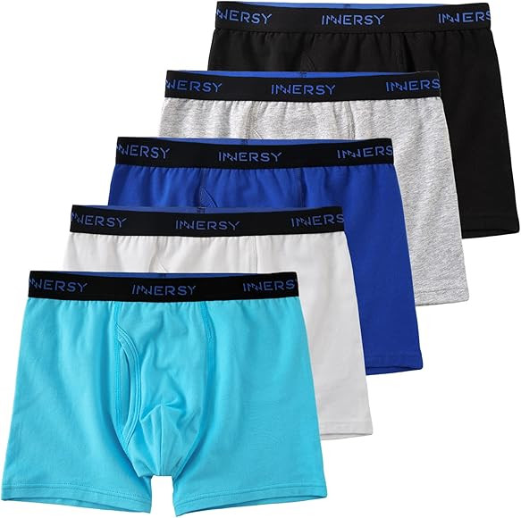 INNERSY Boys Underwear Stretchy Cotton Soft Boxer Briefs for 6-18 Teen Boys 5 Pack | Amazon (US)