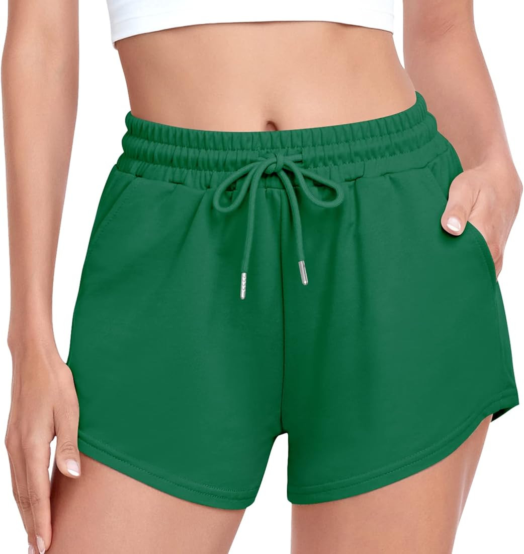 RISSCAN Sweat Shorts Women Running Workout Gym Shorts Athletic Casual Drawstring Summer Lounge Sw... | Amazon (US)