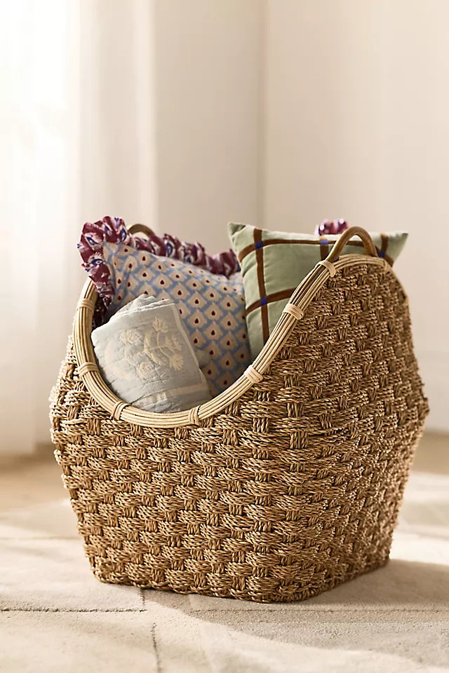 Woven Seagrass Storage Basket | Anthropologie (US)