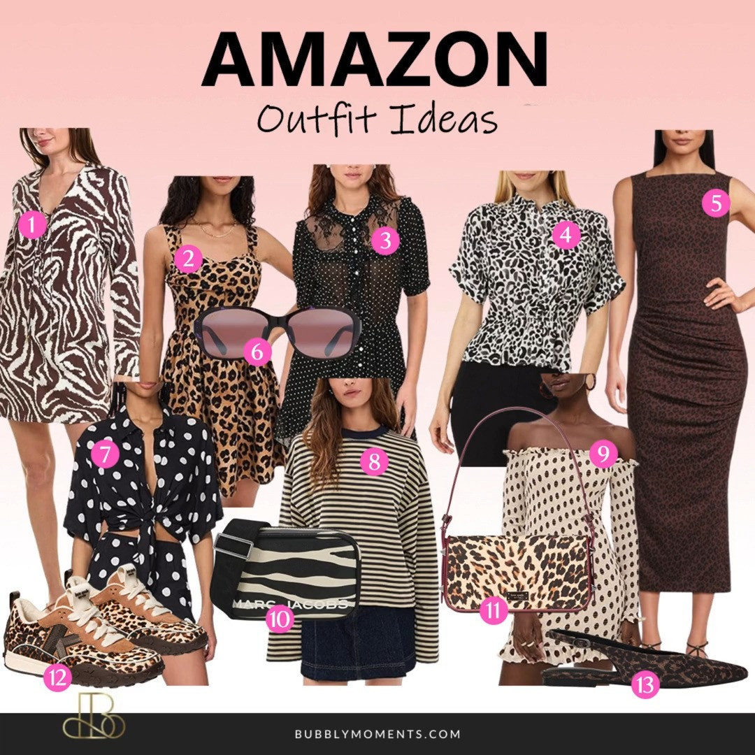 Amazon outfit ideas that are easy, stylish, and perfect for everyday wear 🤎 I’m loving these trendy animal print and polka dot pieces that instantly elevate a simple outfit. From the zebra print dress and leopard mini dress to the chic sheer polka dot blouse and the classic fitted midi dress, these looks are great for casual days, brunch, date nights, or weekend plans. You can easily pair these tops with denim, skirts, or shorts to create effortless outfits. The striped sweater, statement sunglasses, leopard sneakers, and cute shoulder bags add the perfect finishing touch to complete the look. These pieces are great staples to mix and match so you can create many outfits with just a few items. Save this post for outfit inspiration and tap the links to shop your favorites.
#LTKootd #LTKStyle #LTKFinds #LTKFashion #amazonfashion #amazonfinds #amazonstyle #amazonoutfits #outfitideas #womensfashion #styleinspo #fashioninspo #ootd #dailyoutfits #casualstyle #everydaystyle #trendingoutfits #animalprint #leopardprint #polkadotstyle #streetstyle #styleideas #fashionfinds #amazonmusthaves #amazonfashionfinds #outfitinspo #whatiwore #modernstyle #chicoutfits 

 