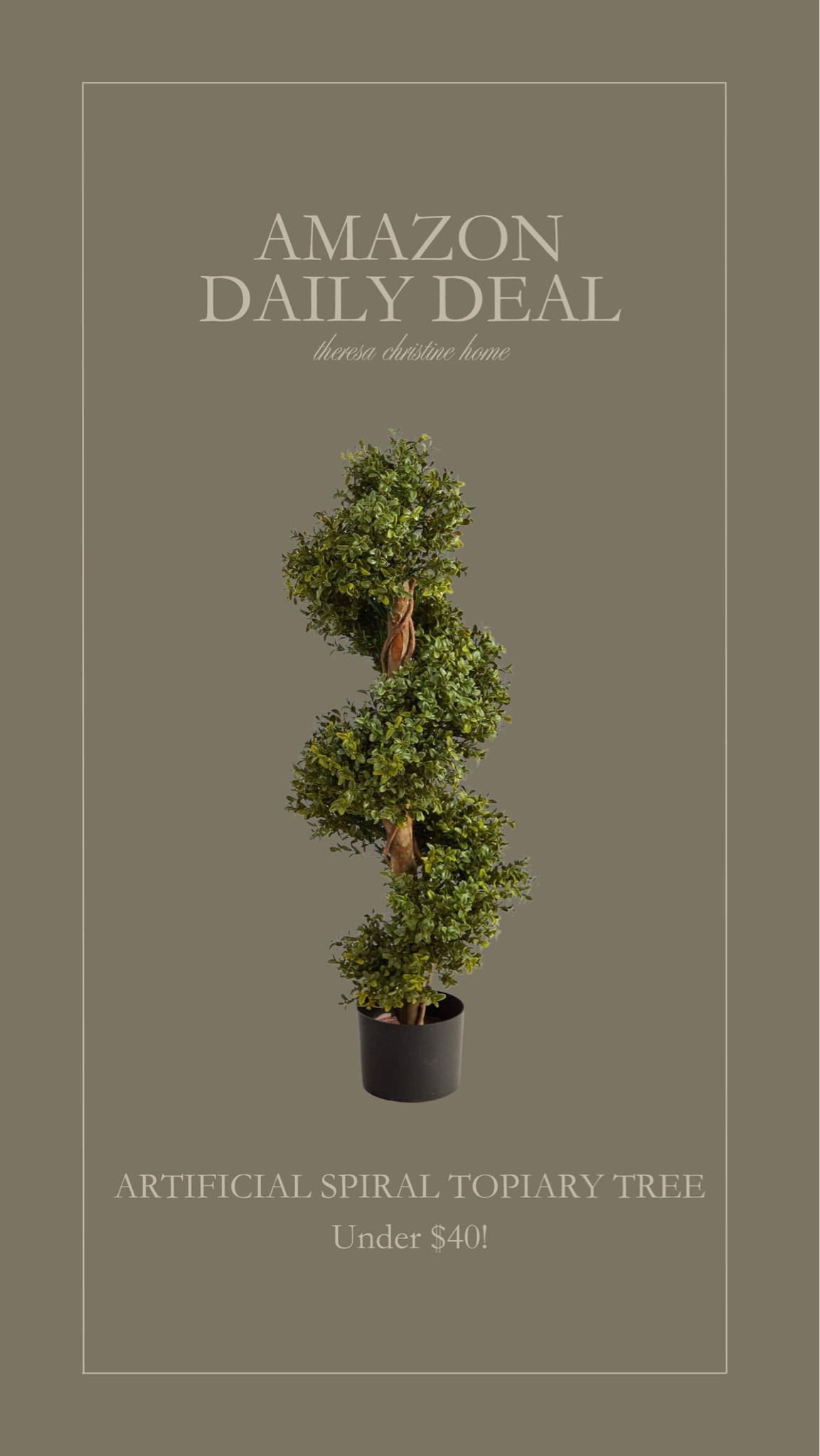Amazon daily deal! This spiral topiary tree is beautiful — would make a gorgeous addition to an English countryside inspired patio space 🤍

#LTKSeasonal #LTKHome