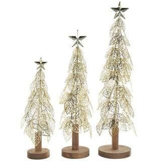 Gold Metal Layered Cutout Leaf Christmas Tree Sculpture Set By Ivory And Iris in Null | Michaels® | Michaels Stores