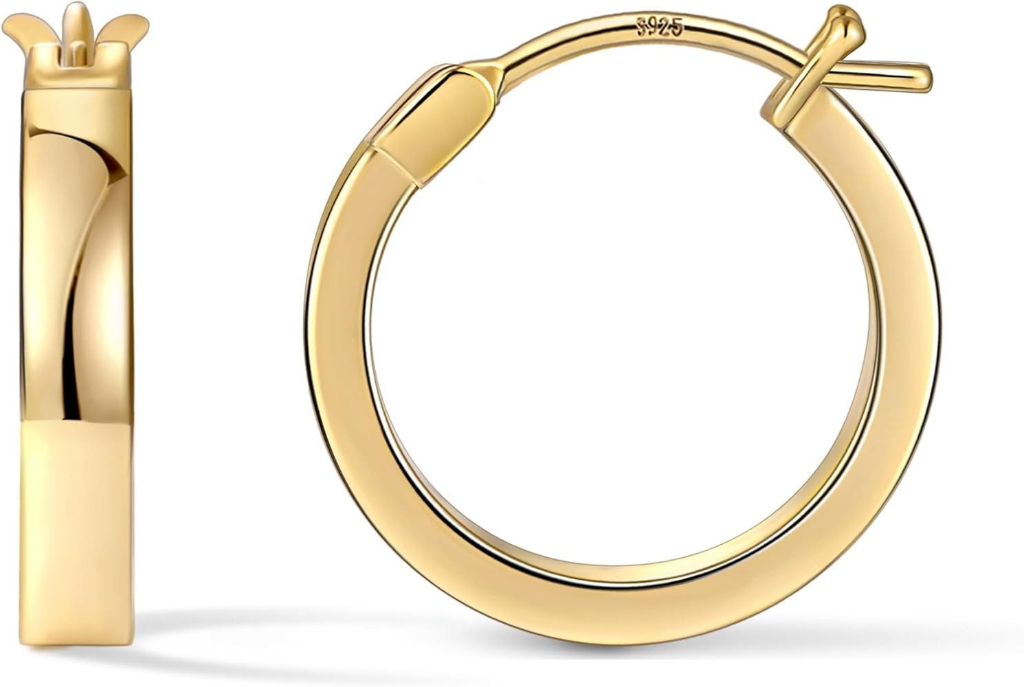 Gacimy Flatted Hoop Earrings for Women 14K Gold Plated with 925 Sterling Silver Post | Amazon (US)