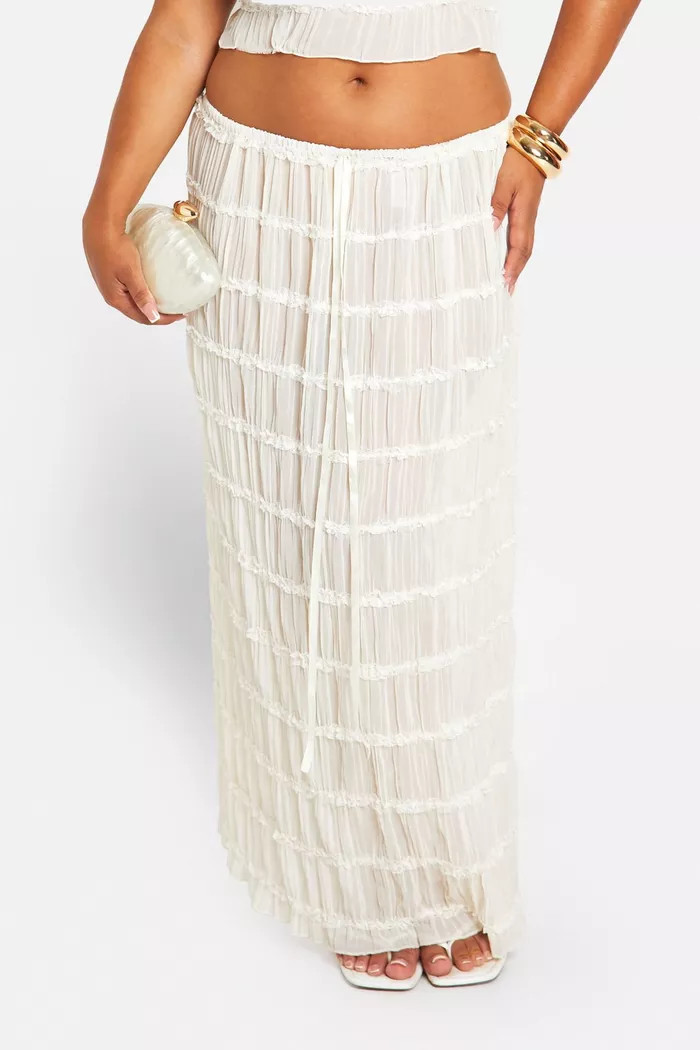 Plus Shirred Maxi Skirt | boohoo (US & Canada)
