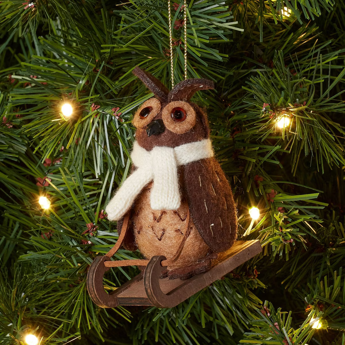 Felt Owl with Sled Christmas Tree Ornament Brown - Wondershop™ | Target