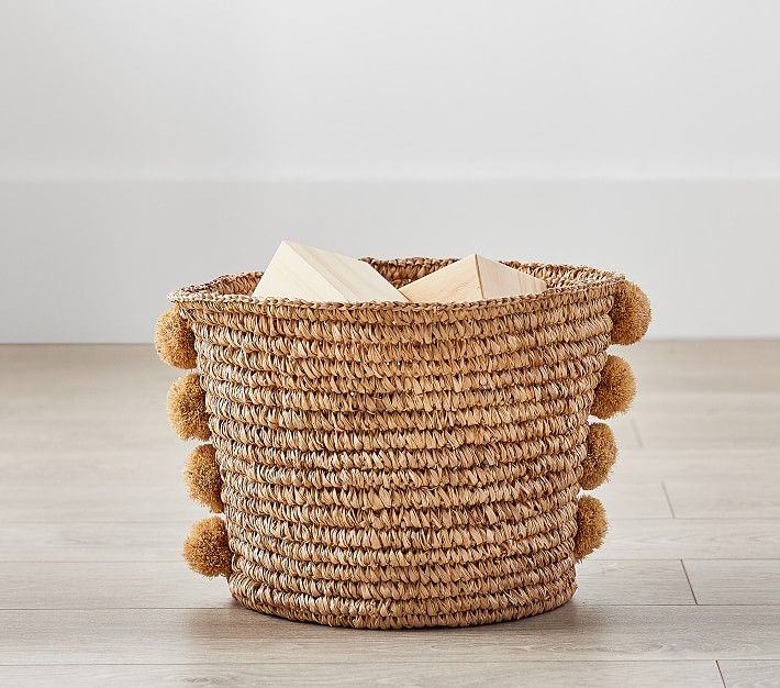 Woven Pom Pom Storage, Small | Pottery Barn Kids