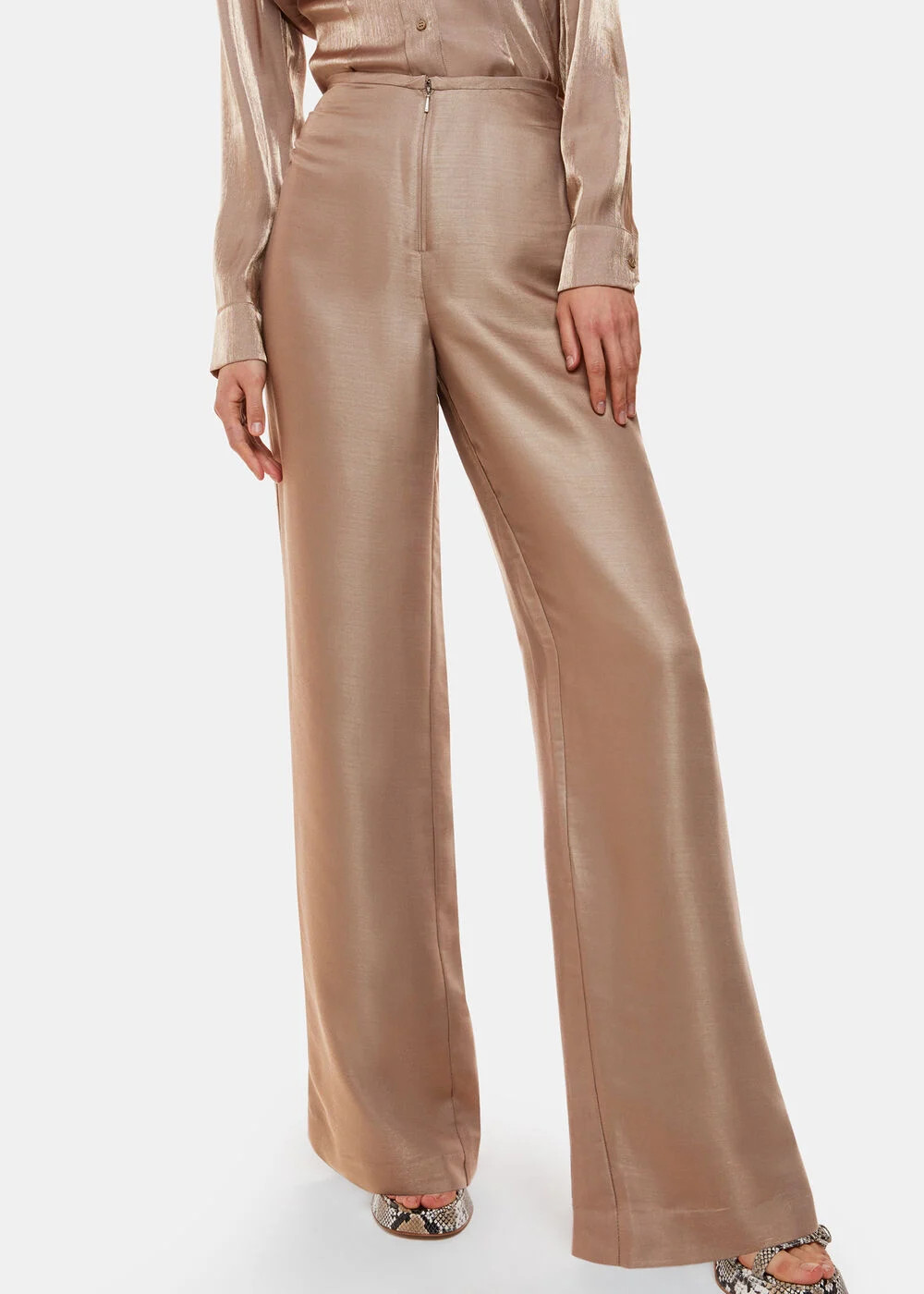 Pewter Teigan Metallic Trousers | WHISTLES | Whistles UK | | Whistles