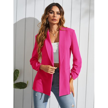 Shawl Collar Solid Blazer Hot Pink Elegant Hot Pink Elegant A037W | Walmart (US)
