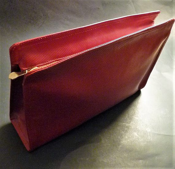 Bottega Veneta red leather vintage clutch bag | Etsy (US)