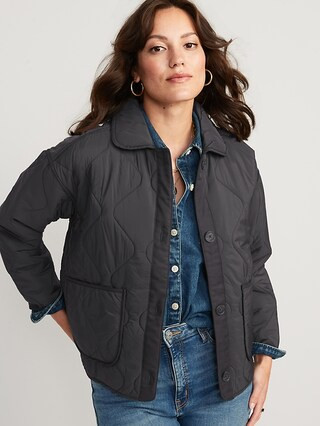 Oversized Quilted Utility Jacket for Women | Old Navy (US)