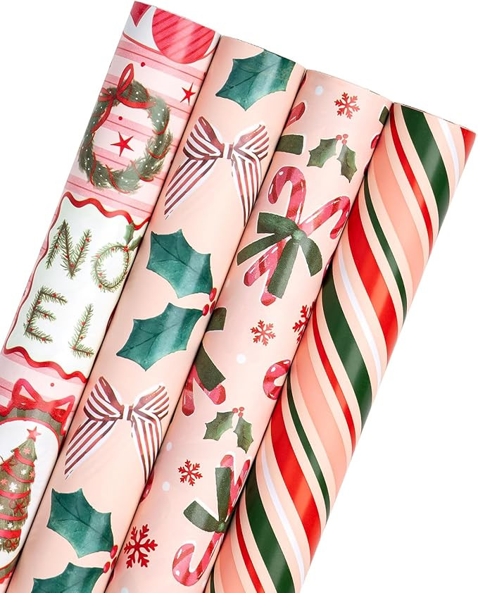 WRAPAHOLIC 30 Inch Christmas Wrapping Paper Roll - Jumbo Roll Red and Green Christmas Decor, Cand... | Amazon (US)