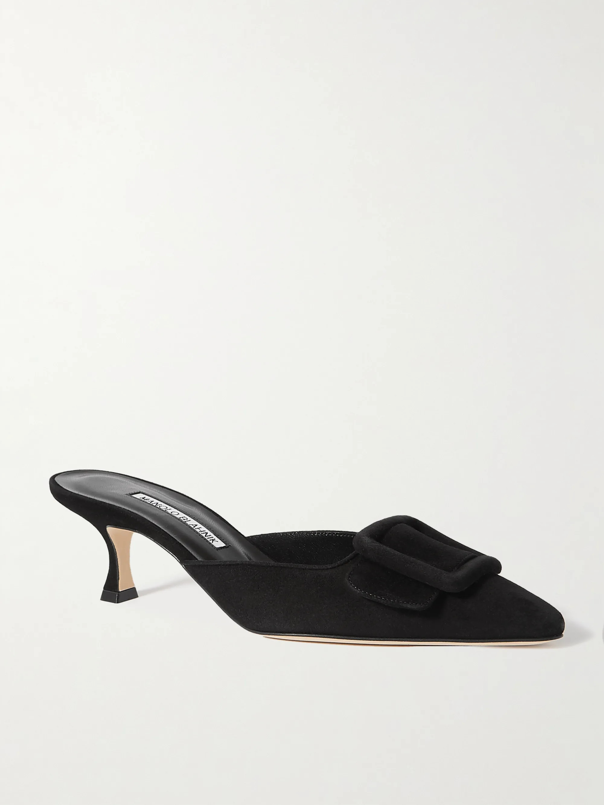 MANOLO BLAHNIKMaysale 50 buckled suede mules | NET-A-PORTER (UK & EU)
