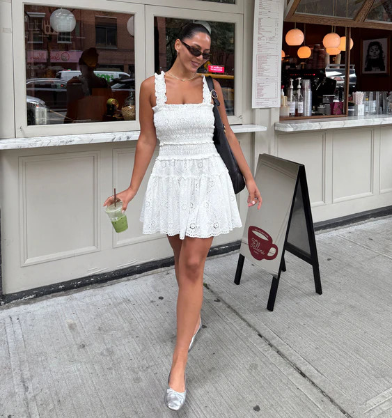 The Azalea Mini Nap Dress - White Trellis Broderie | Hill House Home US