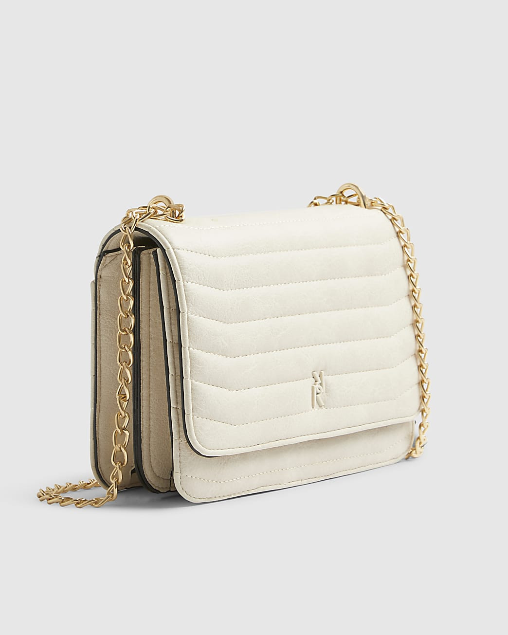 Cream Quilted Chain Shoulder Bag | River Island UK & IE