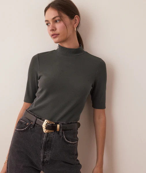 Lexi Rib Mock Neck Top | Marine Layer