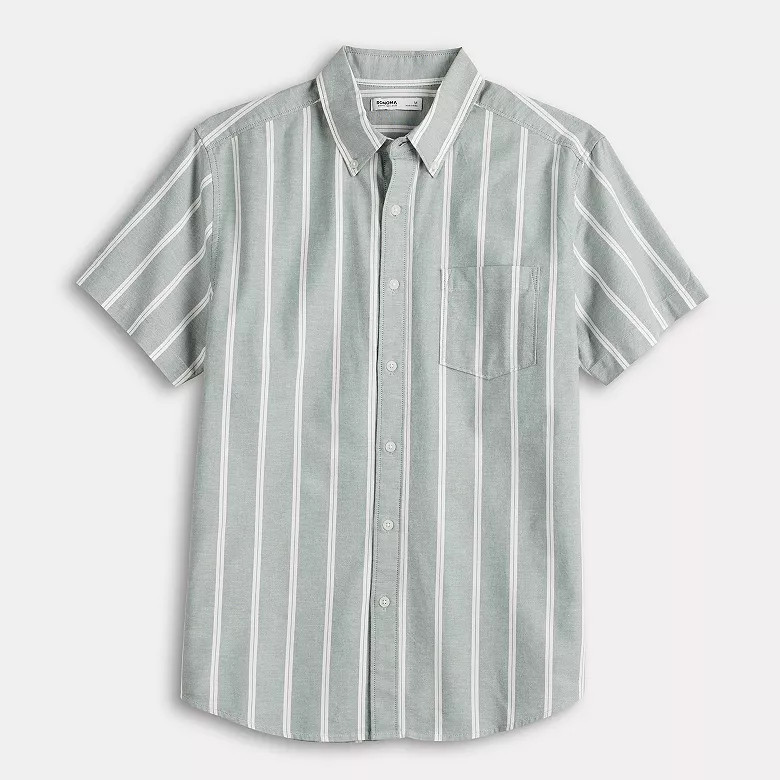 Men's Sonoma Goods For Life® Short Sleeve Perfect Length Button Down Shirt | Kohl's