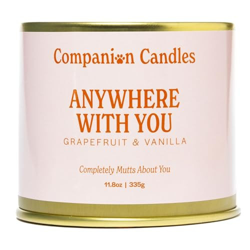 Companion Candles Pet-Friendly Wood Wick Candle - “Anywhere with You” Grapefruit & Vanilla, Coconut Soy Wax Scented, Over 50 Hr Burn Time, Non-Toxic, Women-Owned, Made in USA (11.8 oz.) | Amazon (US)