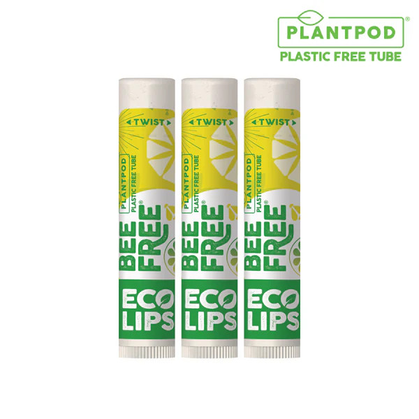 Vegan Bee Free® Plant Pod® Lemon Lime Organic Lip Balm, 3 pack | Eco Lips