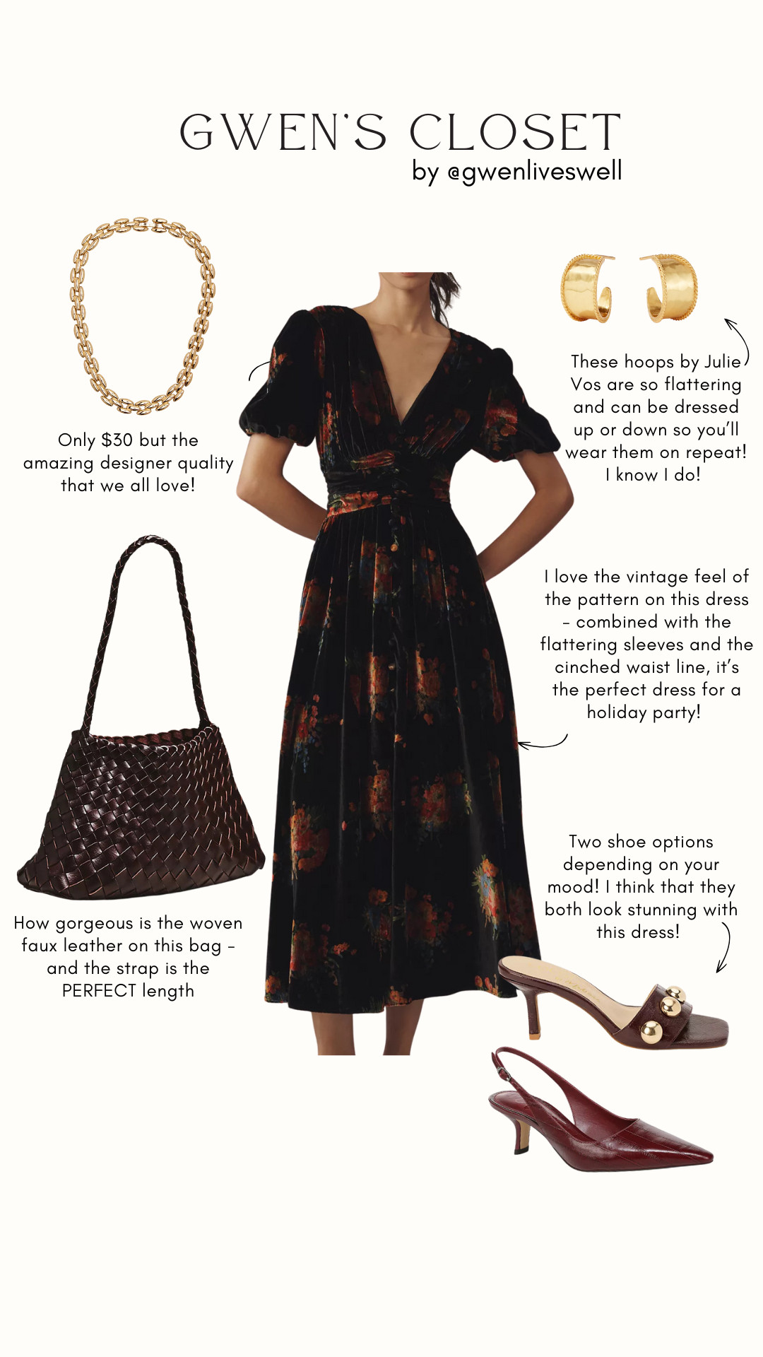 This is one of my favorite looks for Jewish holiday celebrations ✨ From Shabbat dinner to Hanukkah gatherings and winter celebrations with family, this outfit feels elevated, appropriate, and timeless.

The vintage-inspired floral midi dress is such a beautiful option for the season — modest yet flattering with a cinched waist, feminine sleeves, and rich tones that work perfectly for evening dinners and holiday hosting. I styled it with classic gold hoops, a chic woven bag, and elegant heels that transition effortlessly from candle lighting to dinner.

If you’re looking for a polished Hanukkah outfit, Shabbat dinner look, or a dress that works for multiple Jewish holidays, this one is a go-to. Tap to shop the full look on LTK and save for holiday outfit inspiration ✨🕯️ 

 #HanukkahOutfit #ShabbatStyle #JewishHolidayStyle #HolidayDinnerOutfit #ModestChic #GwenLivesWell #LTKHoliday #LTKStyle #HolidayDress #WinterCelebrations #ElegantStyle #ShopLTK #LTKFinds #LTKgrwm #LTKootd #LTKSeasonal