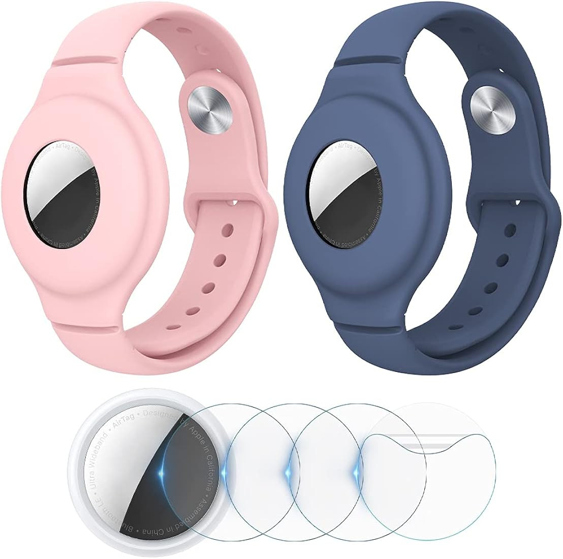 VEGO [2+4Pack] AirTag Bracelet for Kids, 2 Pack Silicone Watch Bands + 4 Pack Anti-Scratch Films ... | Amazon (US)