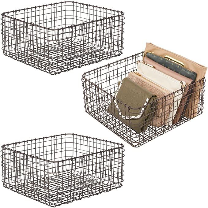 mDesign Farmhouse Decor Metal Wire Storage Basket Bin for Storage & Organizing Closets, Shelves, ... | Amazon (US)