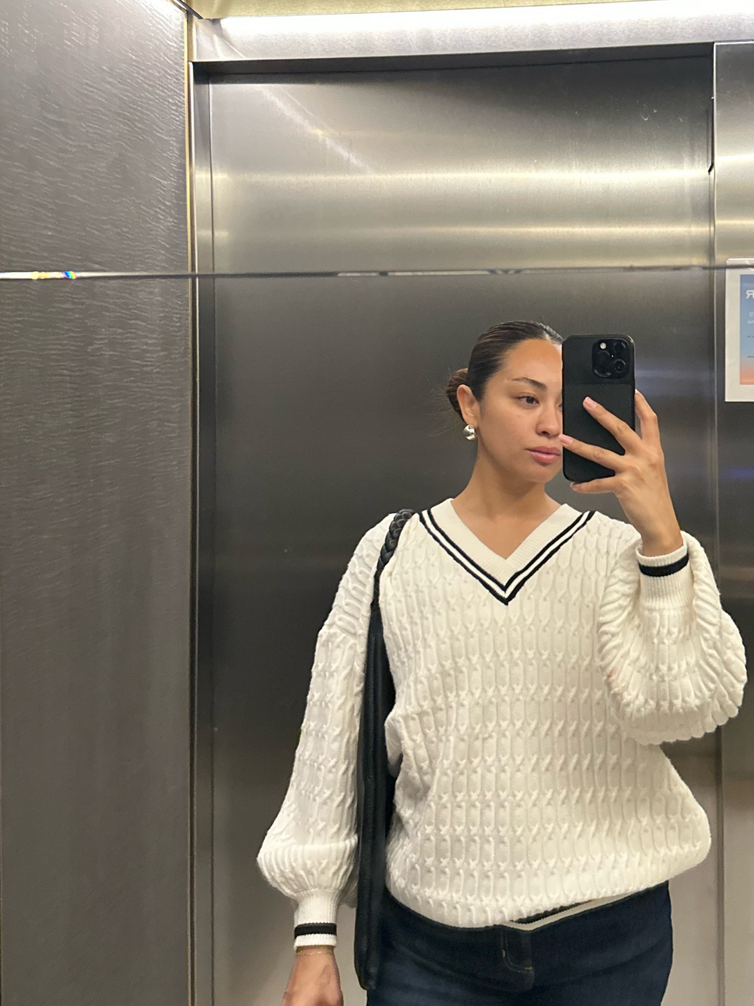 sweater from guess 🫶🏽 couldn’t find it on the site but linked similar!