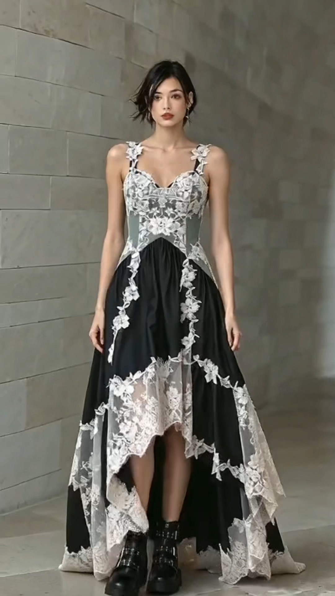 Romantic Black & Ivory Lace High-Low Gown | Edgy Formal Outfit

#LaceGown #HighLowDress #FormalDress #WeddingGuestLook #SpecialOccasionDress #RomanticGown #EdgyStyle #MaxiDress #DressInspo #EveningOutfit #LaceDetails #UniqueFormalWear 

 #LTKootd #LTKOver40 #LTKWedding