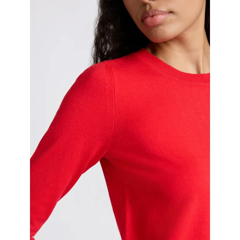 Free Assembly Women's and Women's Plus Cozy Yarn Crewneck Sweater with Long Sleeves. Lightweight,... | Walmart (US)