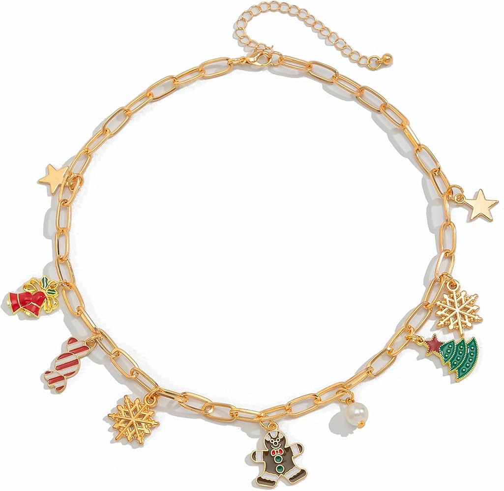 ALoveSoul Festive Celebration Christmas Necklace - Gold-Tone Chain with Holiday Charms, Perfect C... | Amazon (US)
