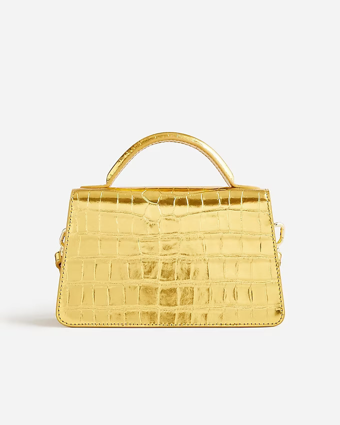 Gracie top-handle bag in croc-embossed metallic leather | J. Crew US