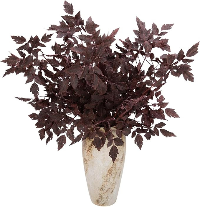 6 Pcs 30" Cimicifuga Plant Leaves Spray Fall Floral Stems Faux Plum cimicifuga Foliage Branch for... | Amazon (US)