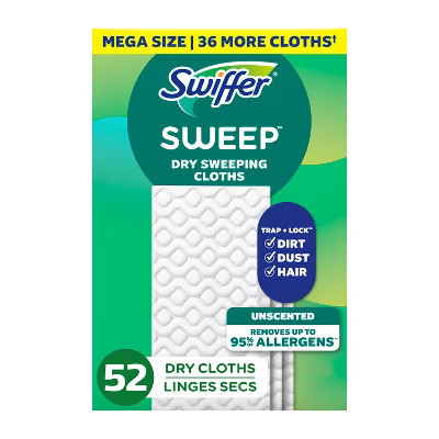 Swiffer Sweep + Mop, Dry Pads Refill, Floor Cleaner, Cleaning Cloths - Unscented - 52ct | Target