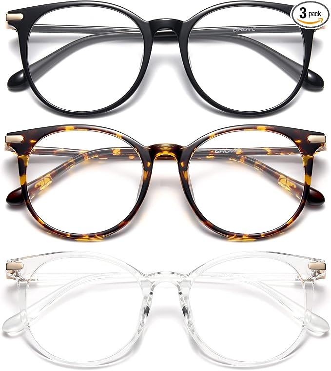 Gaoye Blue Light Blocking Glasses, Retro Round Eyewear Frame Anti Eyestrain Computer Glasses for ... | Amazon (US)
