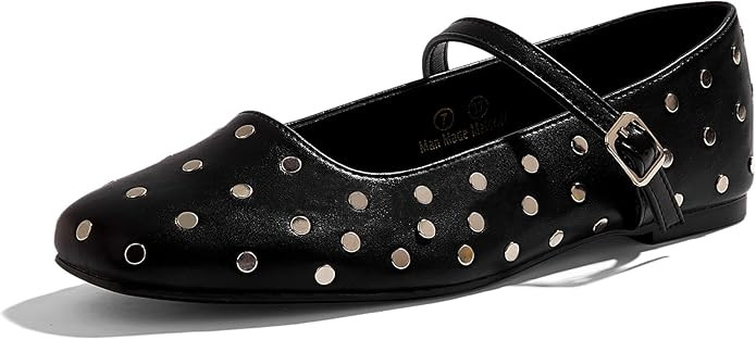 LUCKY STEP Women's Mary Jane Flat Shoes Comfortable Dress Shoes Ankle Strap Round Toe Retro Faux ... | Amazon (US)