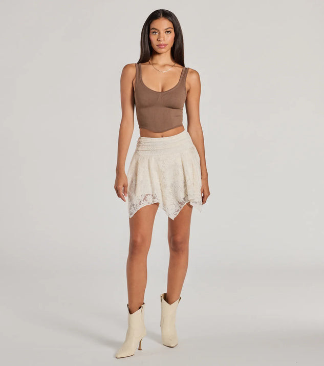 Sweetest Vibe Hanky Hem Lace Mini Skort | Windsor Stores