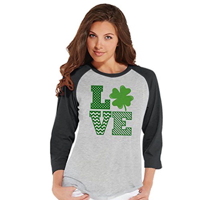 7 ate 9 Apparel Womens Clover St. Patrick's Day Raglan Tee Grey | Walmart (US)