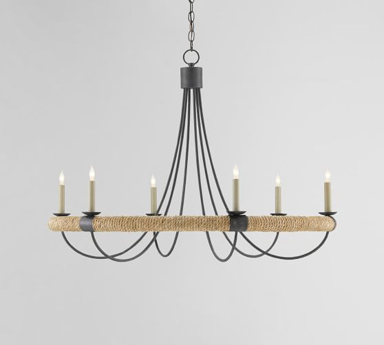 Sullivan Round Iron & Rope Chandelier (39") | Pottery Barn (US)
